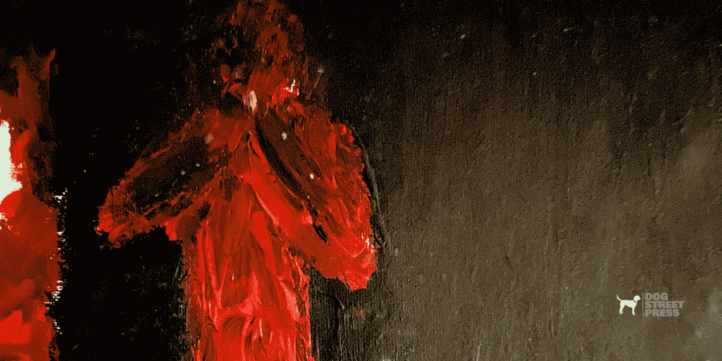 impressionist figure red black arlo gust
