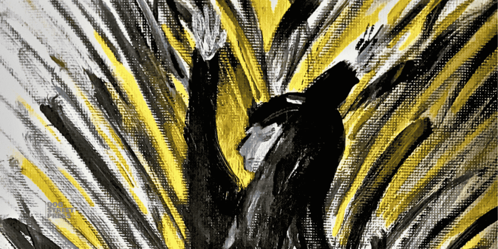 impressionist woman raised black yellow arlo gust