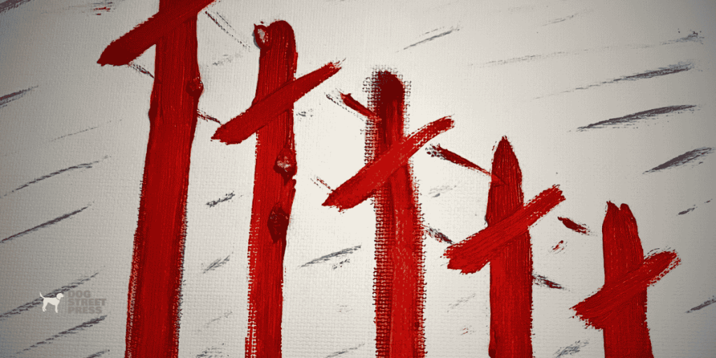 abstract telephone poles red arlo gust